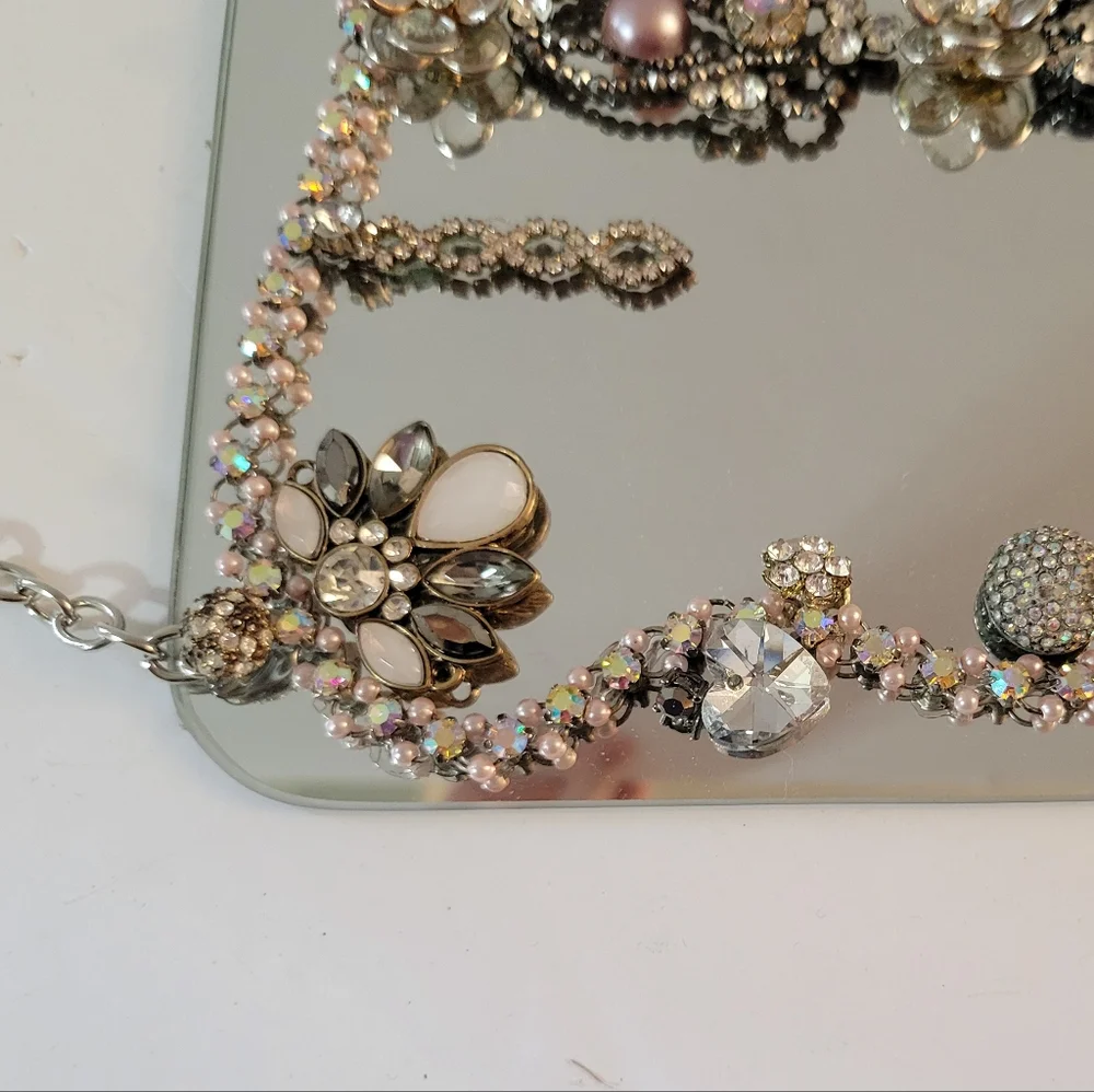 Silver Cream Blush Accent Mirror Wall Decor